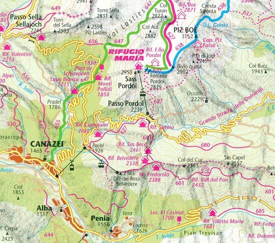 Mapa Sass Pordoi